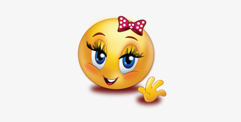 Greet Smile Girl Wave Hand - Smile Girl Emoji Png, transparent png #1485160