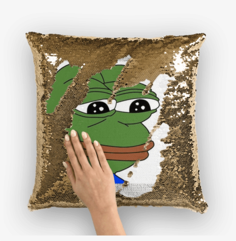 Sad Pepe - Sequin Pillow - Sad Frog Square Sticker 3" X 3", transparent png #1486770