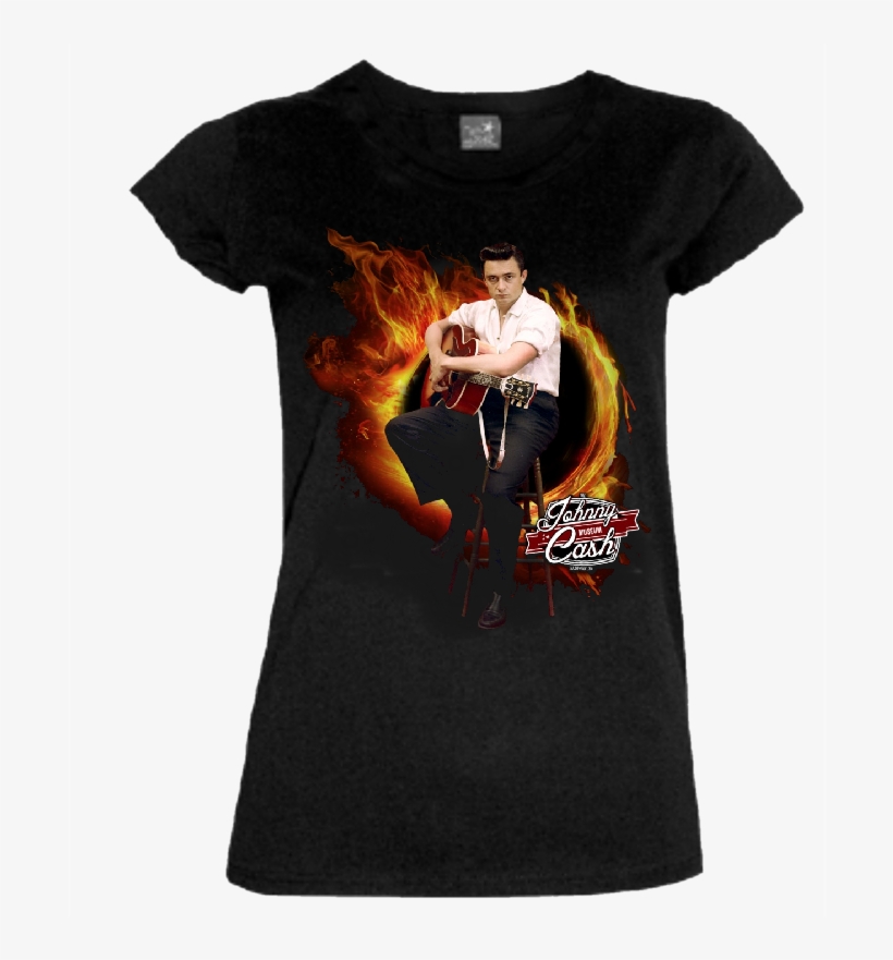 Johnny Cash Museum Ladies Scoop Neck "ring Of Fire" - Thanos Infinity Gauntlet Shirt, transparent png #1486863