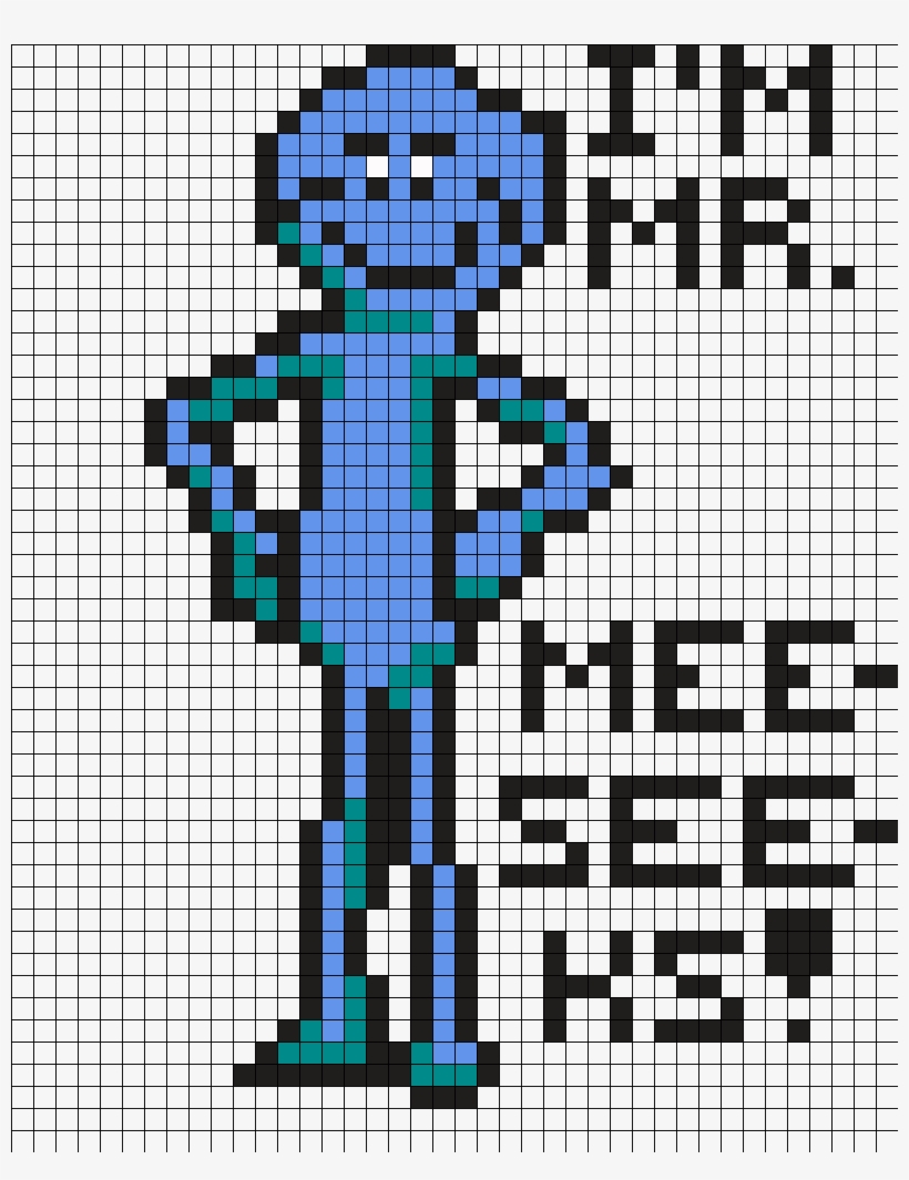 Rick And Morty Perler Bead Pattern - Mr Meeseeks Pixel Art Grid, transparent png #1487153