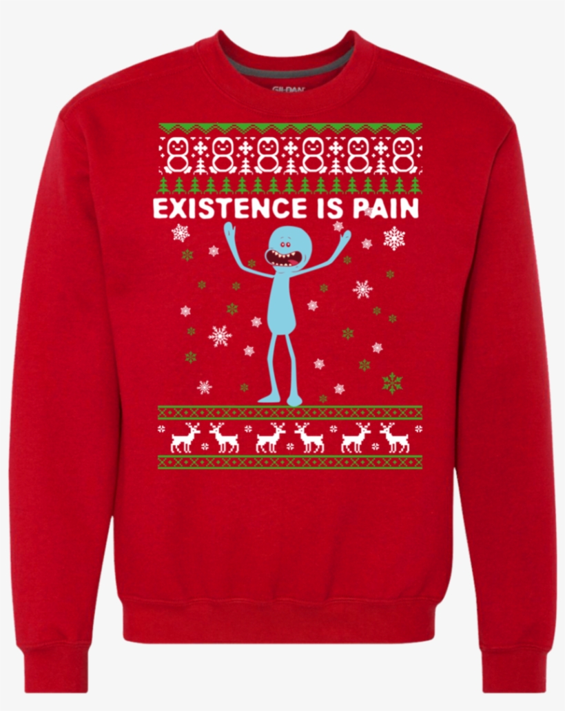 Mr Meeseeks Existence Is Pain Ugly Christmas Sweater - Christmas Jumper, transparent png #1487154