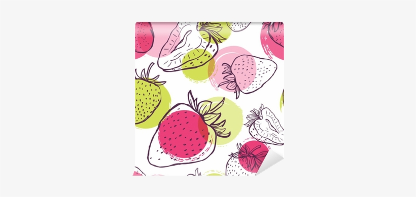 Vector Seamless Pattern With Strawberries And Colorful - Fondo Fresas Dibujo, transparent png #1487187