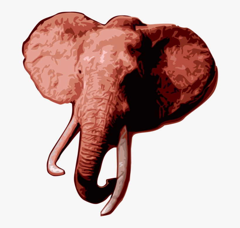Vector Illustration Of African Elephant Head With Tusks - Elephant, transparent png #1488950