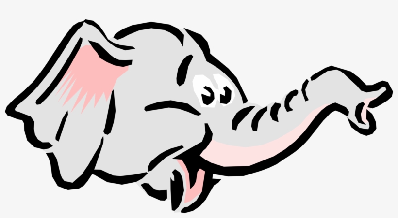 Vector Illustration Of Cartoon Elephant Head With Trunk - Vector Graphics, transparent png #1489756