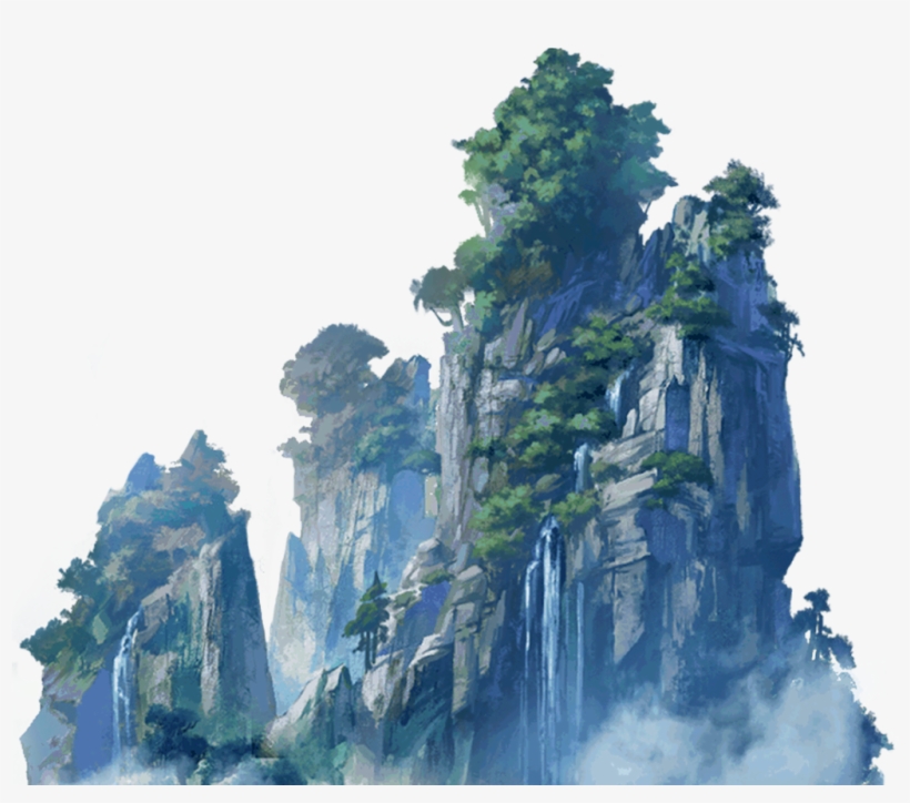 Ink Landscape Painting Transparent Decorative - 高山 场景, transparent png #1491533