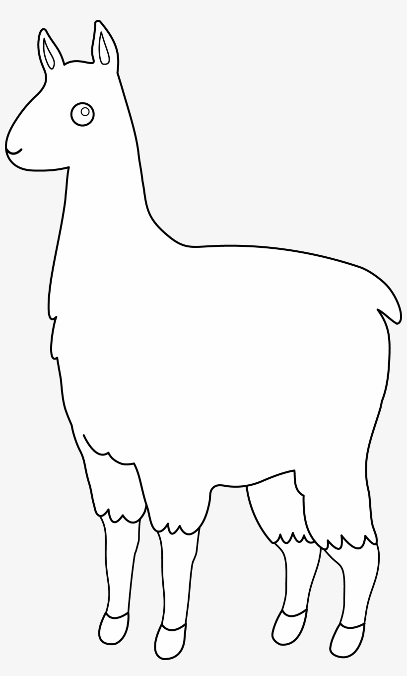 Cute Llama Line Art Free Clip Clipart - Black And White Llama Clipart, transparent png #1492299