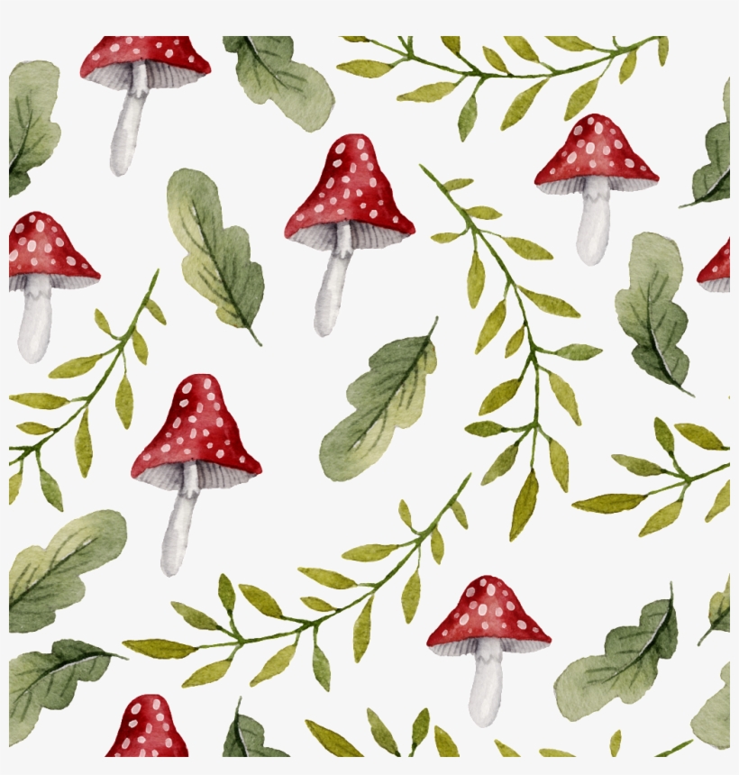 Hand Painted Leaves Mushroom Background Png Transparent - Portable Network Graphics, transparent png #1493245