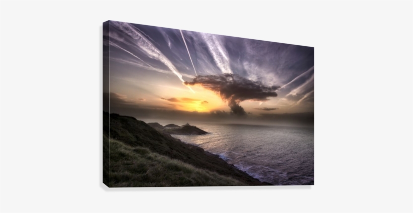 Swansea Mushroom Cloud Sunrise Canvas Print - Mumbles Lighthouse, transparent png #1493425
