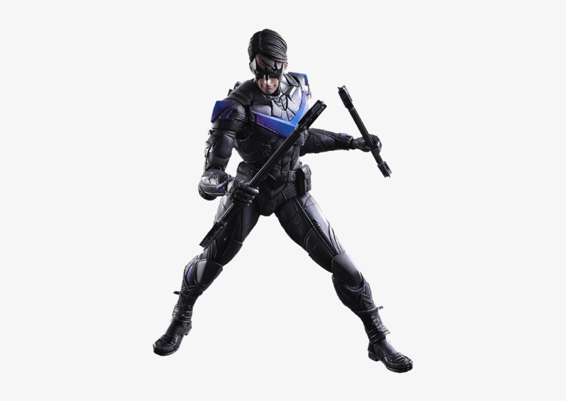 Nightwing Arkham Knight Png Banner Black And White - Batman Arkham Knight: Nightwing Play Arts Kai Action, transparent png #1494281