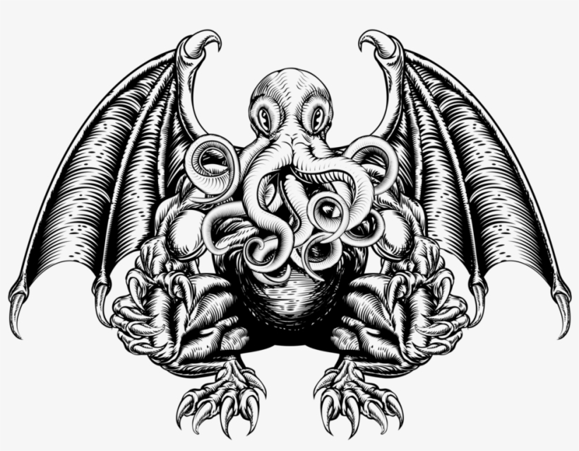 Cthulhu Art By Christos Georghiou Via Adobe Stock - Cthulhu Black And White Png, transparent png #1495464