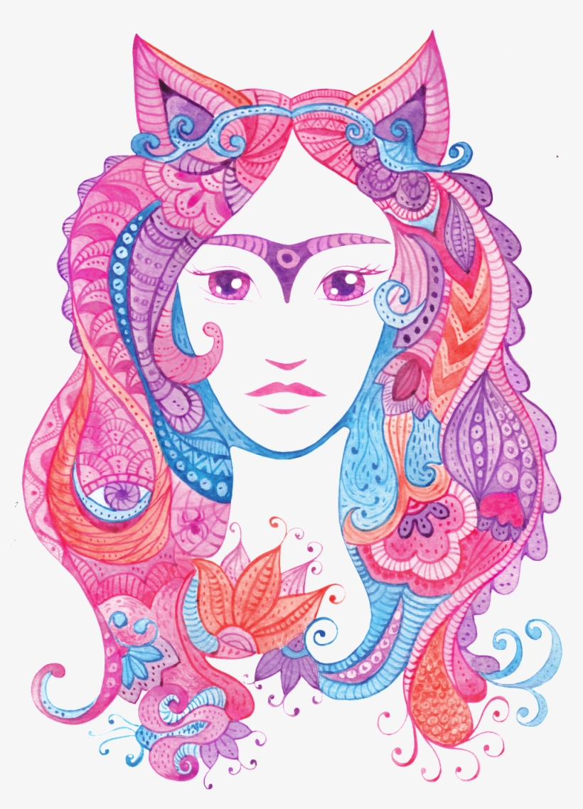 A Woman's Png Transparent Material With A Cat Ear - Illustration, transparent png #1496700