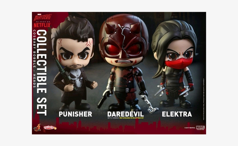 Daredevil , Punisher, Elektra Cosbaby Set - Hot Toys Daredevil, transparent png #1496909