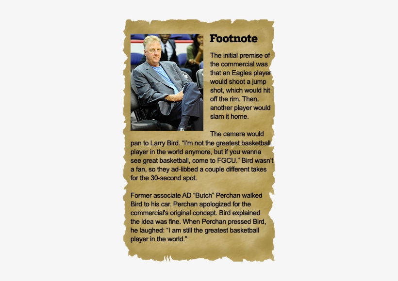 All That Time, As Fgcu Was Developing, Larry Bird Was - Flyer, transparent png #1497249