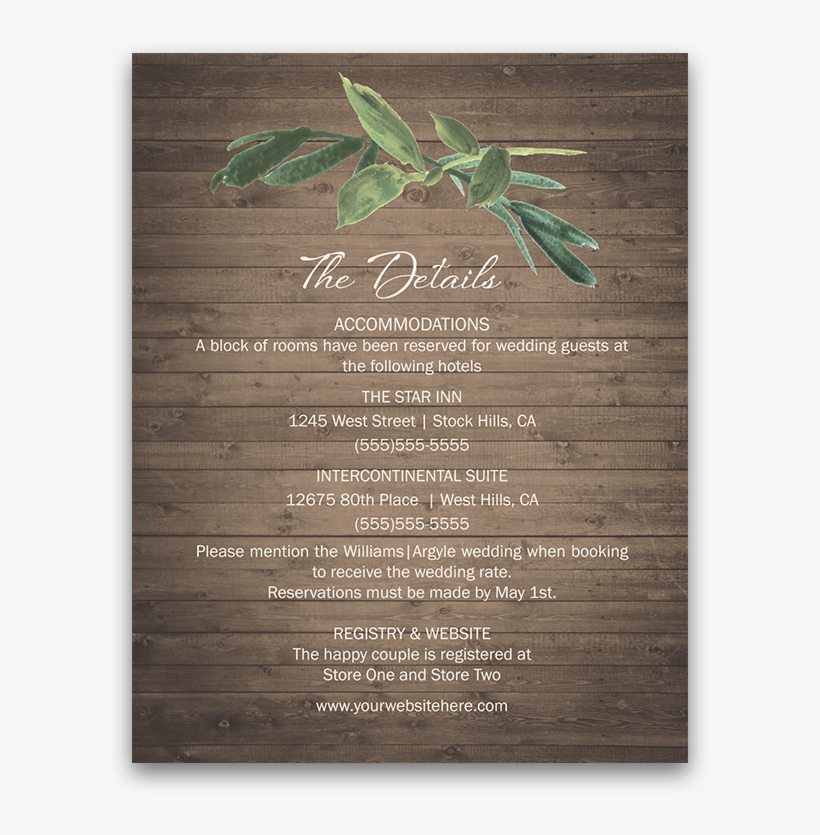 Rustic Wedding Additional Guest Information Card - Wedding, transparent png #1498169