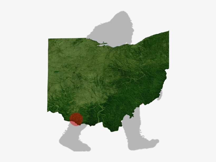 Ohio Bigfoot Map - Ohio Terrain Map, transparent png #1498282