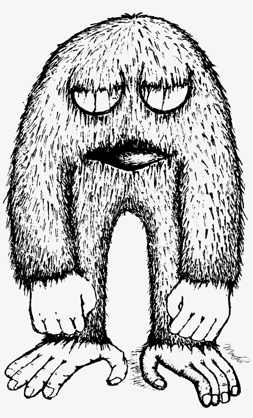 Black And White Bigfoot Drawing Black And White Clip - Monster Black And White, transparent png #1498324