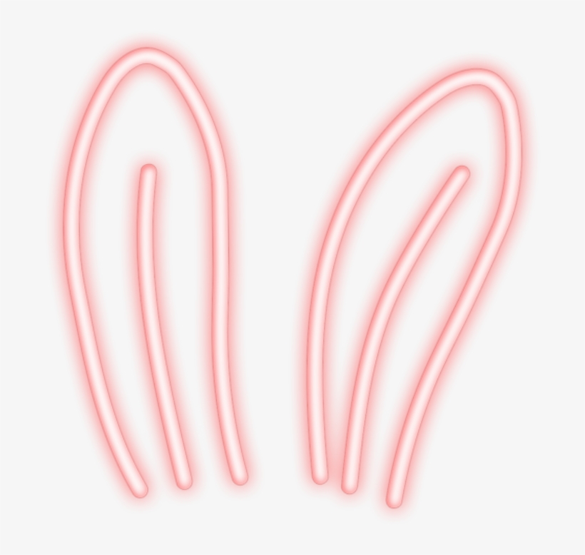 Neon Pink Red Bunny Ears Kpop Cute - Red, transparent png #1498662