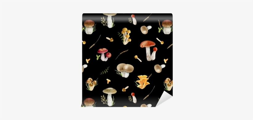 Seamless Pattern Repeated Tile Of Watercolor Mushrooms - Agaric, transparent png #150877