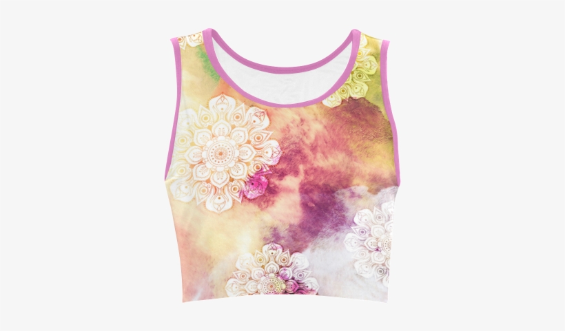 Watercolor Lotus Mandala Pattern - Crop Top, transparent png #151605