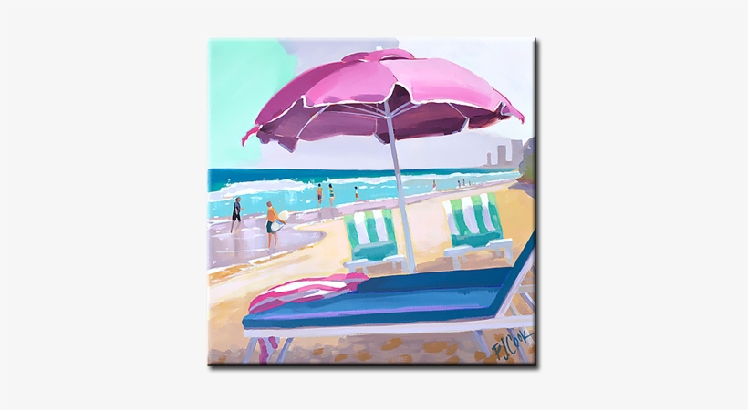 Pink Beach Umbrella, 12 X12 Oil On Canvas, Pj Cook - Umbrella, transparent png #152920