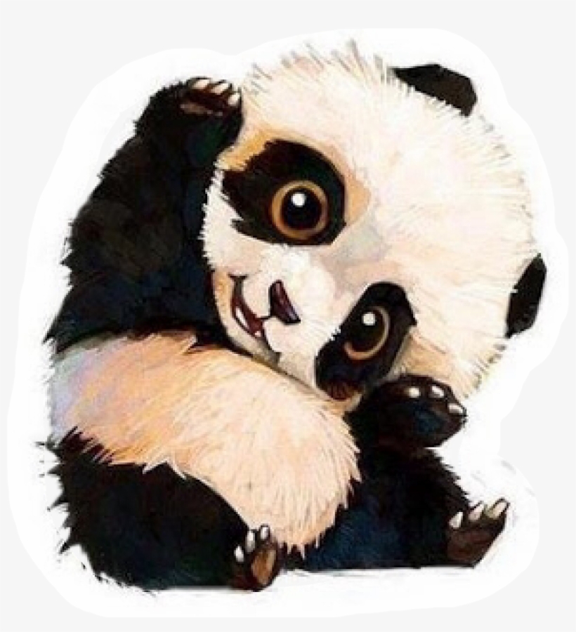 Panda Cub Chibi Kawaii 🐼freetoedit - Cute Animals Water Color, transparent png #153568