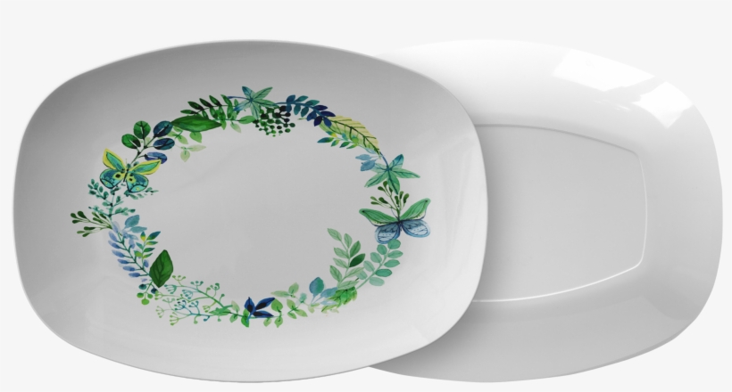 Butterfly Wreath Watercolor Designer Platter - Tehran, transparent png #155066