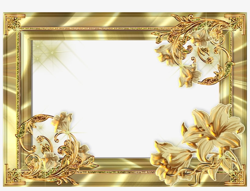 Gold Flower Frame Png Photos - Gold Floral Frame Png, transparent png #156532