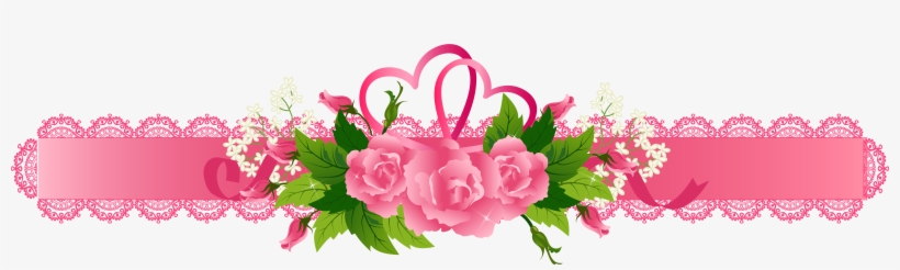 Digital Clipart- Watercolor Flower Clipart, Pink Roses - Pink Wedding Border Png, transparent png #157294