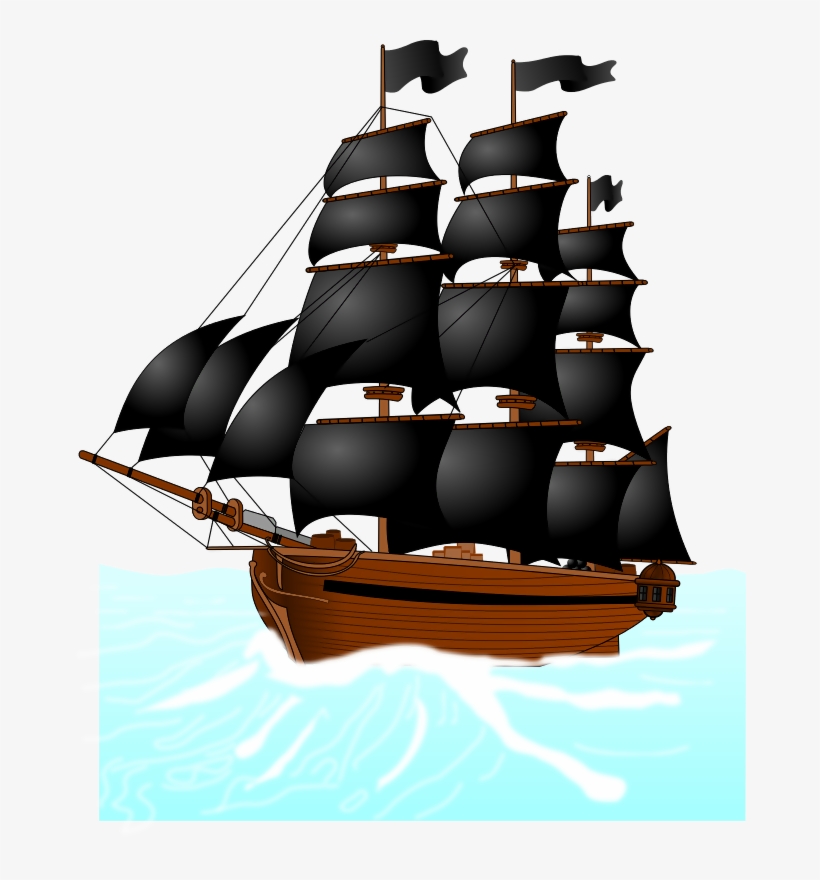 Black Pirate Ship Clip Art, transparent png #157947
