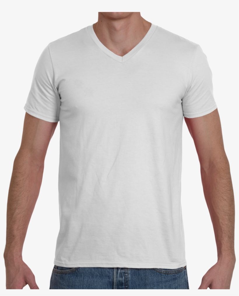 Soft Spun Fashion Fit V Neck T Shirt - White Gildan Shirt Mockup, transparent png #158137