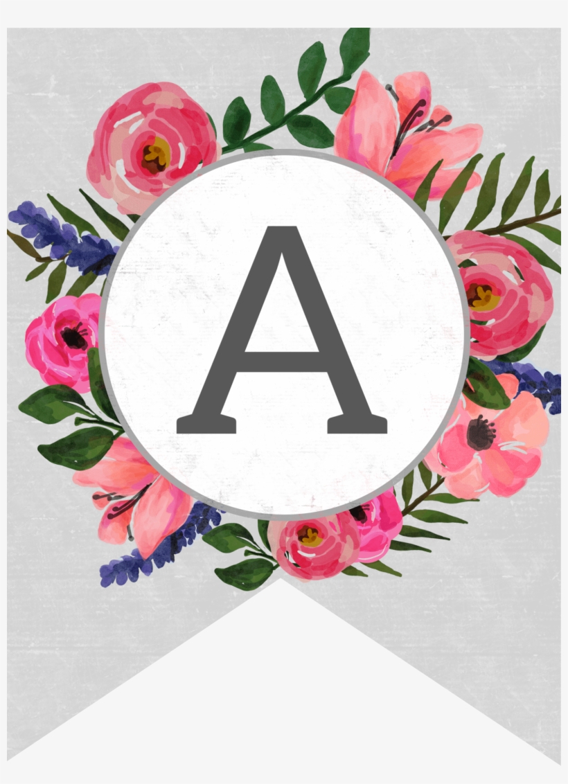 Floral Alphabet Banner Letters Free Printable - Free Printable Floral Banner Letters, transparent png #158642