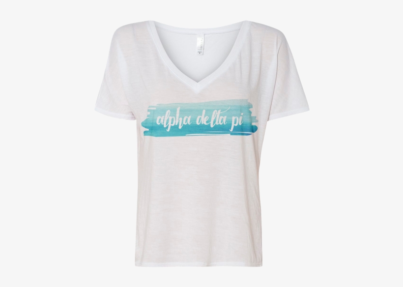 Alpha Delta Pi Watercolor Vneck Tshirt By Adam Block - Active Shirt, transparent png #158690