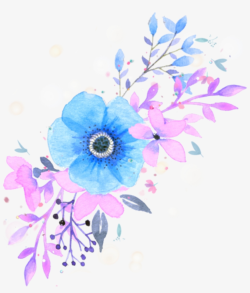 Ftestickers Watercolor Flowers Floralswag Blue, transparent png #158777