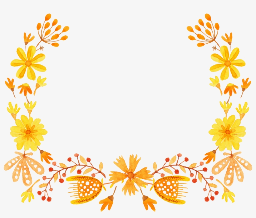 Yellow Flower Semicircle Clip Art - Yellow Floral Border, transparent png #159458