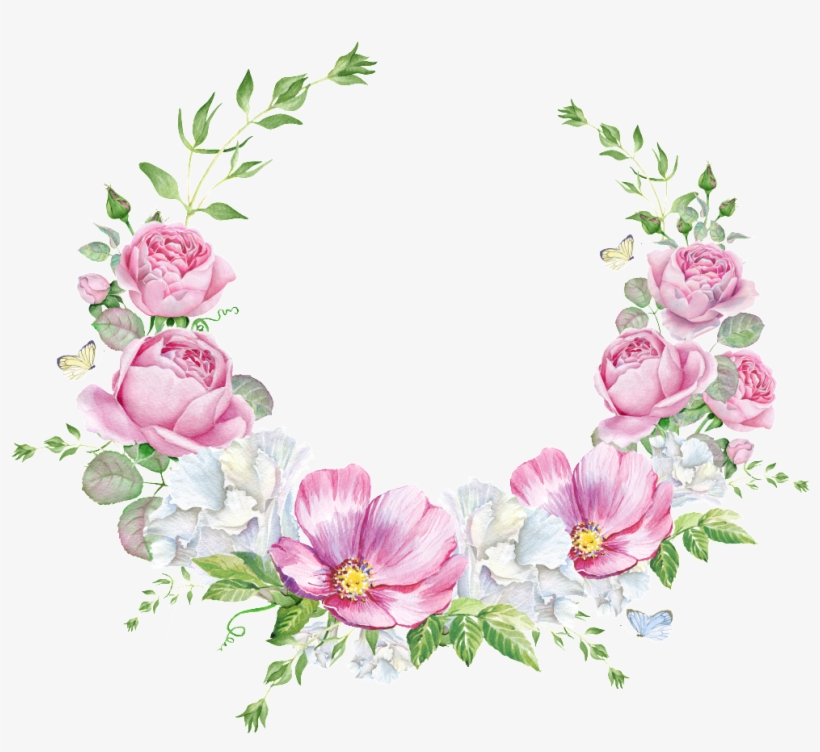 Hand Painted Layout Wedding Background Wall Pattern - Pink Flower Circle Border, transparent png #159597