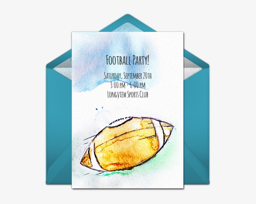 Free Football Party Invitation Featuring A Watercolor - Party, transparent png #159657