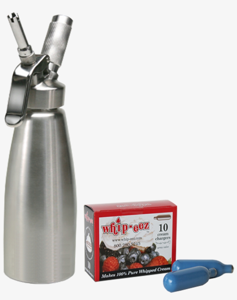 1/2 Liter Stainless Steel Whipped Cream Dispenser W/ - Whip-eez Whip Cream Chargers 10 Pk, transparent png #1500349
