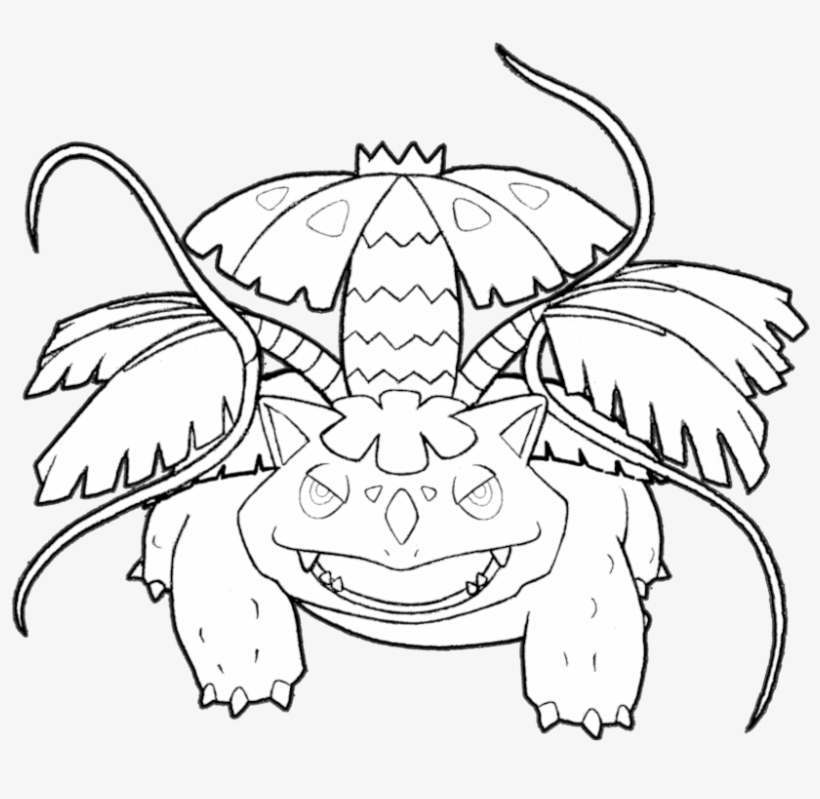 003 Mega Venusaur By Realarpmbq - Mega Venusaur Black And White, transparent png #1500788