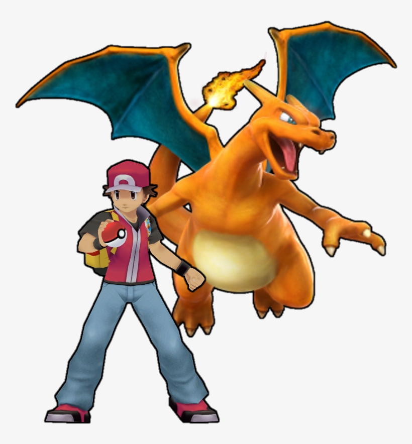Red & Charizard& - Red And Charizard Render, transparent png #1501614