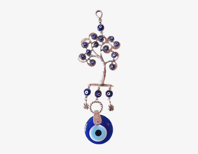 Ebsem Handmade Evil Eye Glass Charm Silver Plated Tree - Turkish Evil Eye Pendant Png, transparent png #1501953