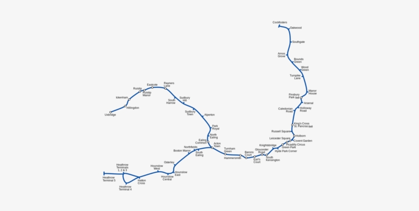 This Is A More Accurately Rendered Map Of The Piccadilly - Piccadilly Line, transparent png #1503049