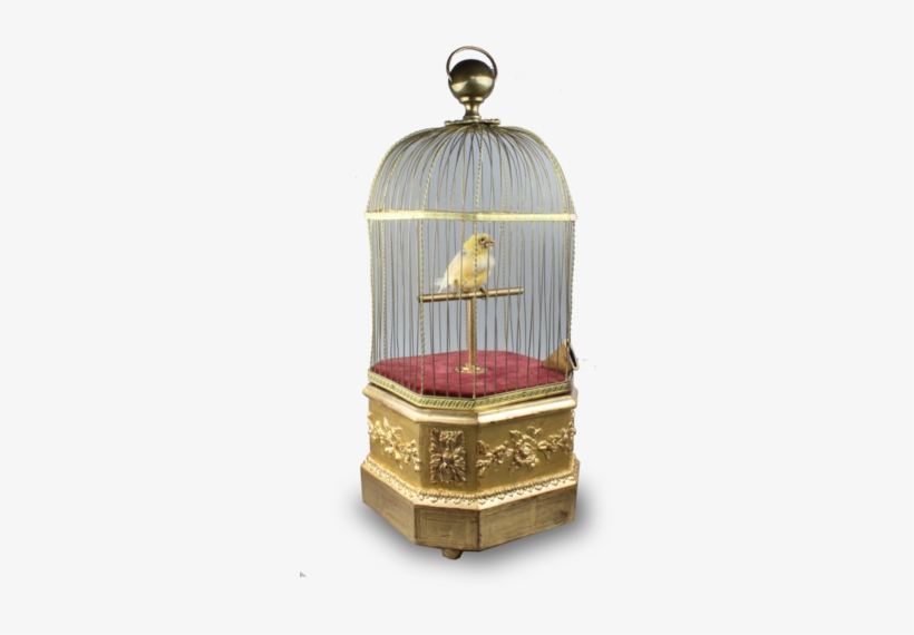 Antique Coin Operated Large Singing Canary In Cage, - Canary In Cage Png, transparent png #1503151