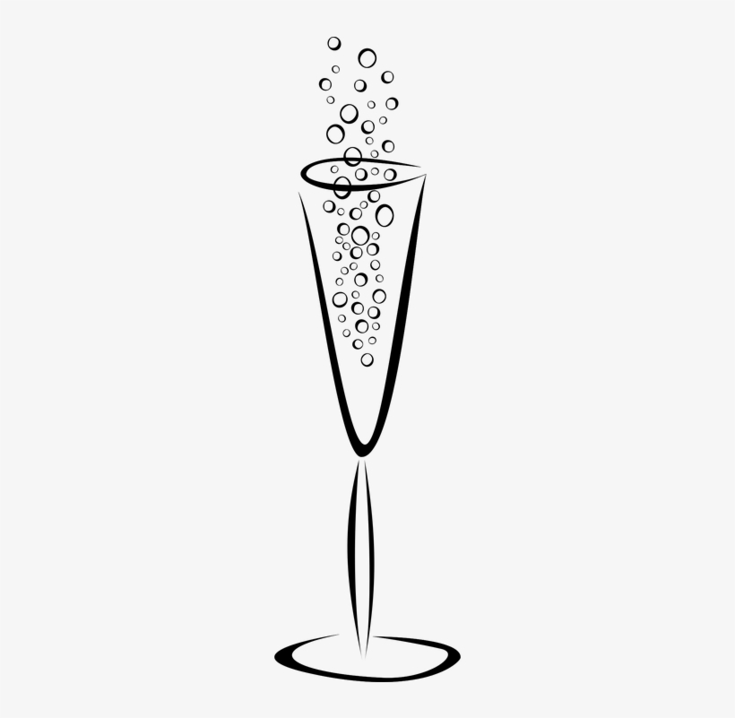 Champagne Glasses Black And White Clipart & Champagne - Clip Art, transparent png #1503744