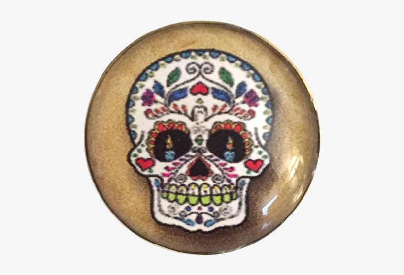 Sugar Skull 1" Clear Shine French Button 4 Styles - Sugar Skull Wall Decal - Vinyl Car Sticker - Uscolor033, transparent png #1503930