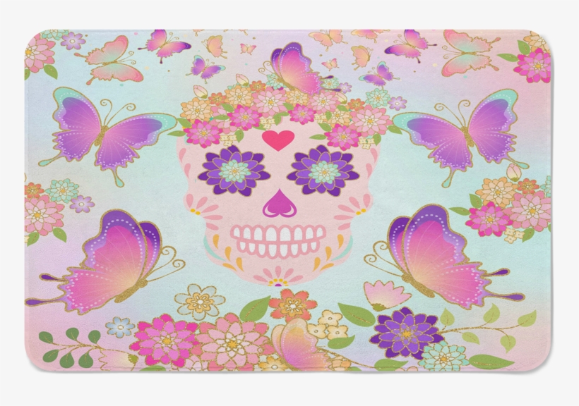 Day Of The Dead Sugar Skull Butterfly Shower Curtain, - Wallet, transparent png #1504029