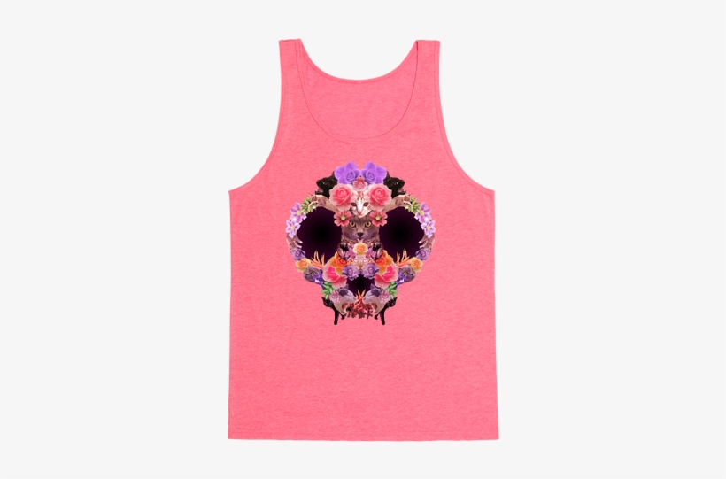 Floral Cat Skull Collage Tank Top - Dont Want To Talk To You, transparent png #1504110