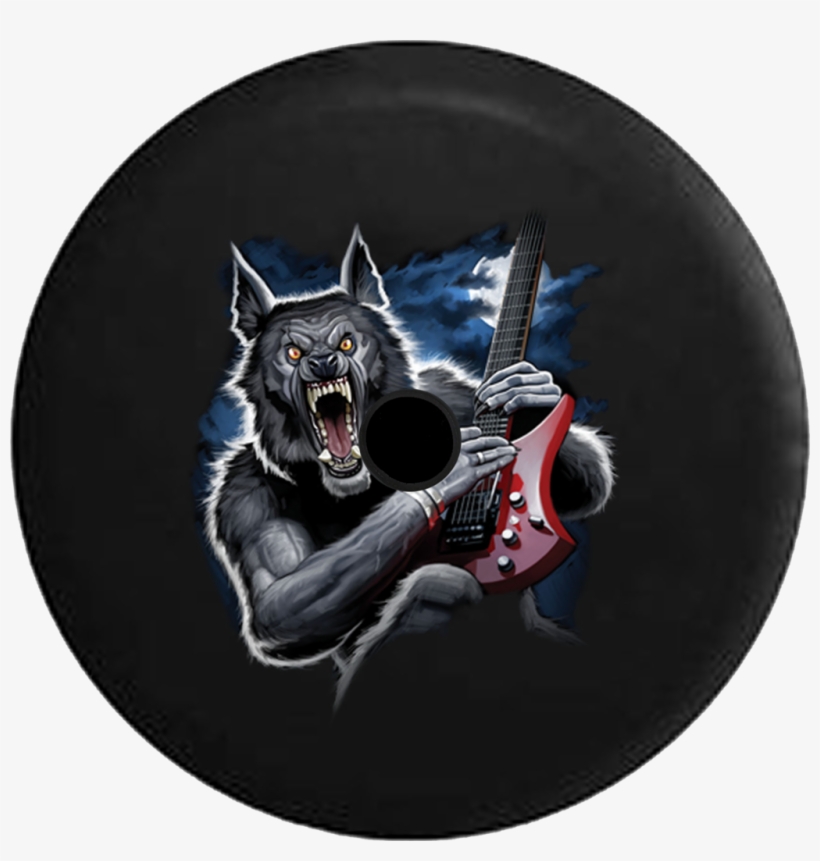 Jeep Wrangler Jl Backup Camera Warewolf Playing Electric - Werewolf Electric Guitar Shirt, transparent png #1504172