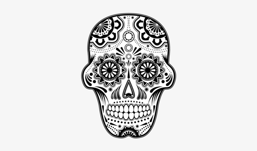 Sugar Skull - Day Of The Dead Black And White Skull, transparent png #1504312