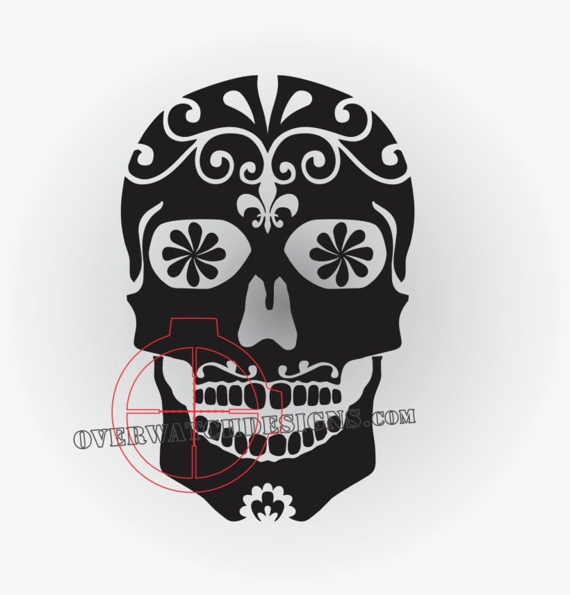 Sugar Skull Sticker - Day Of The Dead Skull Stencil, transparent png #1504596
