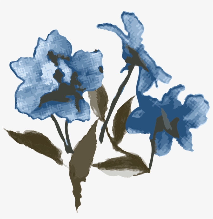 Blue Elegant Flower Cartoon Transparent Material - Flower, transparent png #1505975